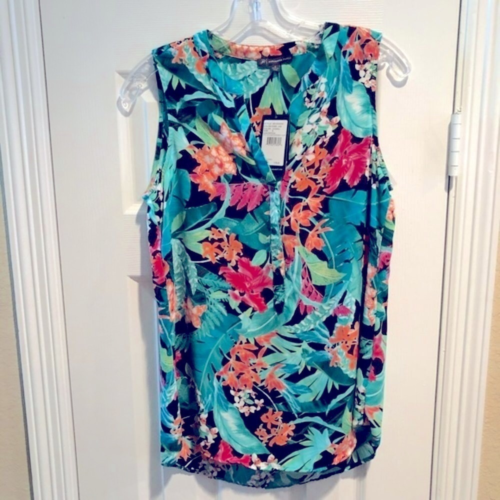 Adrianna Papell Print Sleeveless Top Blouse NWT S - Picture 1 of 7